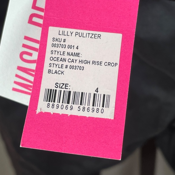 NEW Lilly Pulitzer Pants Womens 4 black ocean cay straight crop preppy casual - Picture 6 of 11